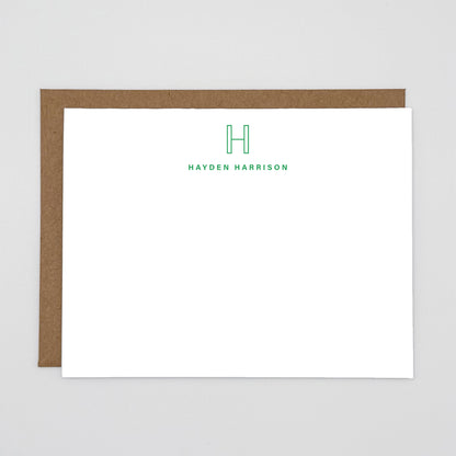 Note Cards - Inline Initial Custom Name Stationery Set