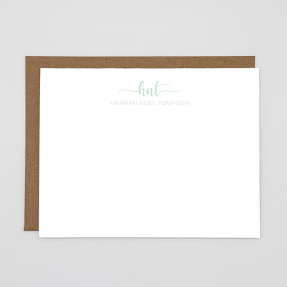 Note Cards - Stacked Initial Custom Name Stationery Set