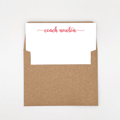 Note Cards - Calligraphy Tail Custom Name Stationery Set