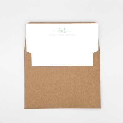 Note Cards - Stacked Initial Custom Name Stationery Set