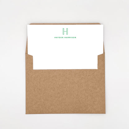 Note Cards - Inline Initial Custom Name Stationery Set