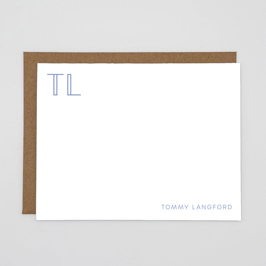 Note Cards - Inline Monogram Custom Initial Stationery Set