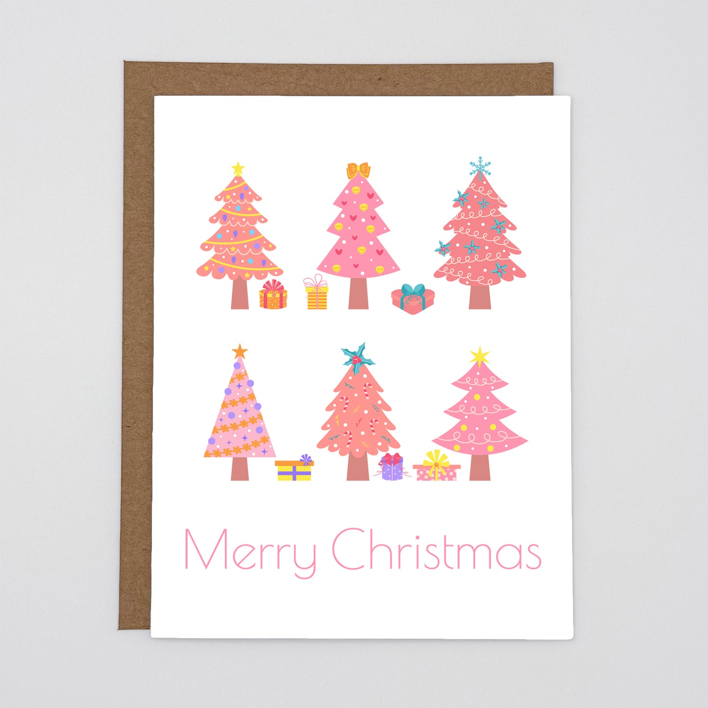 Pink Trees Merry Christmas Card