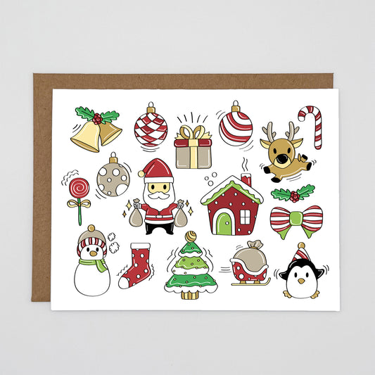 Christmas Things Collage Holiday Greeting Card