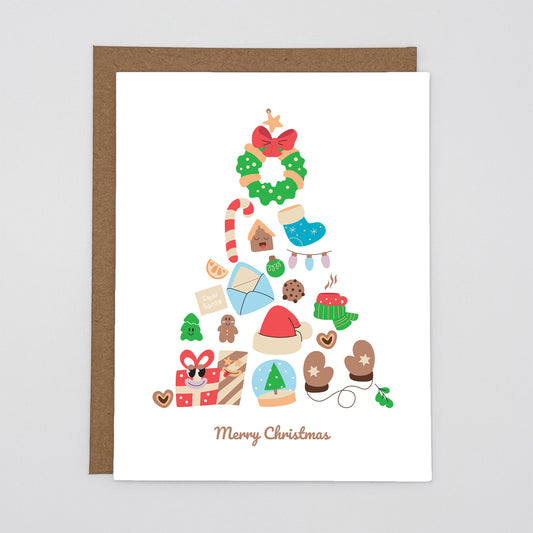 Christmas Tree Collage Merry Christmas Card