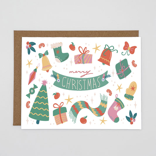 Christmas Things Collage Holiday Greeting Card