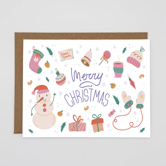 Christmas Things Collage Holiday Greeting Card