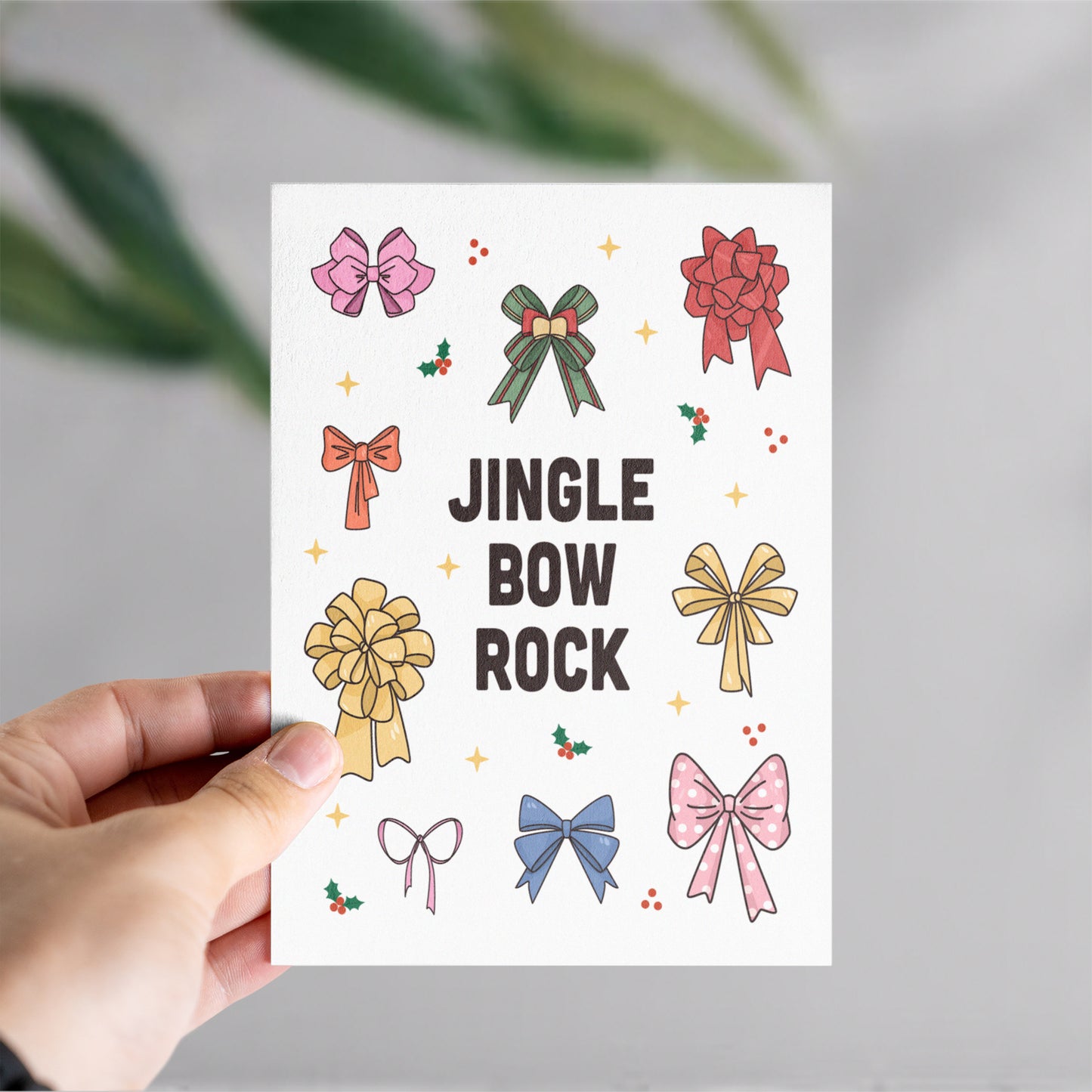 Jingle Bow Rock Christmas Holiday Card