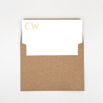 Note Cards - Inline Monogram Custom Initial Stationery Set