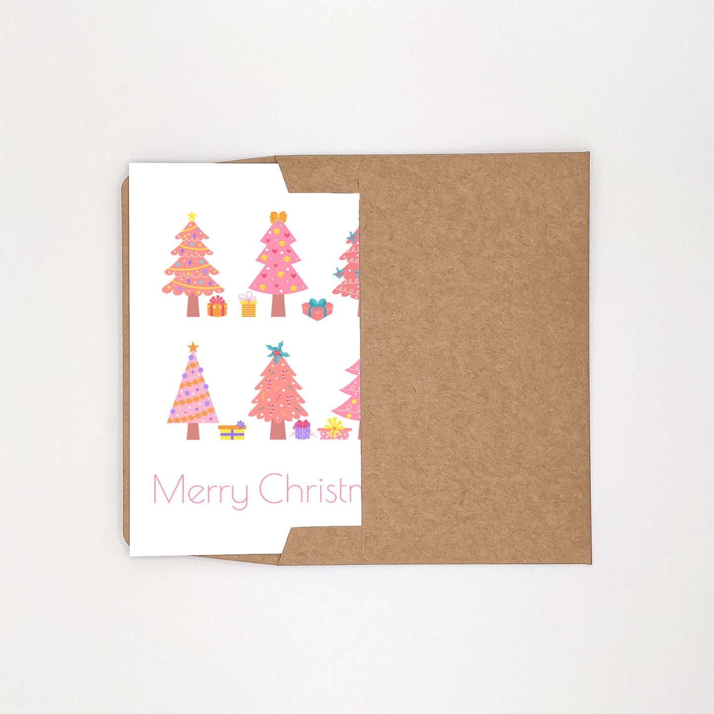 Pink Trees Merry Christmas Card