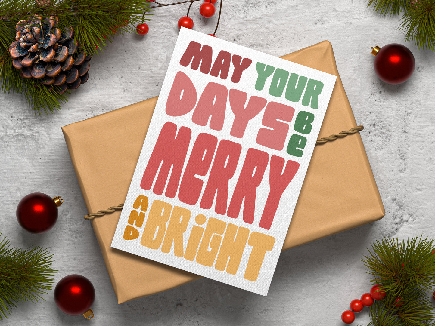 Merry and Bright Christmas Holiday Card