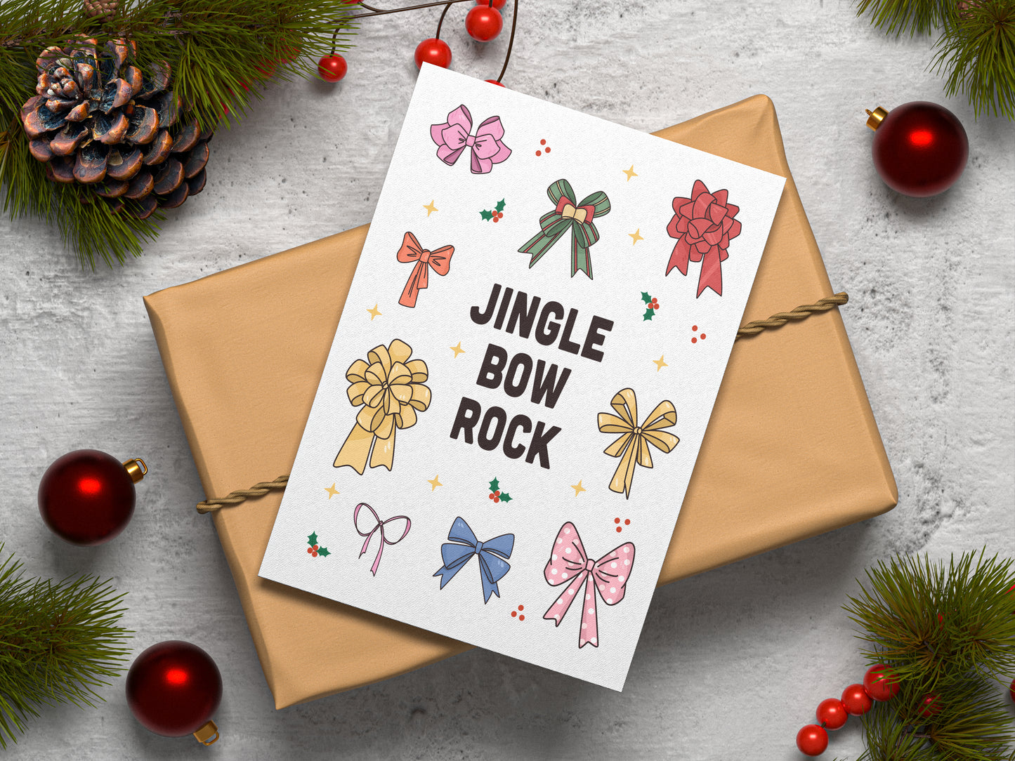 Jingle Bow Rock Christmas Holiday Card