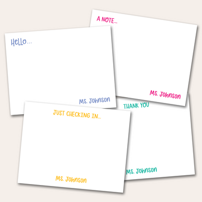 Note Cards - Teacher to Student Custom Name Stationery Set