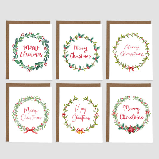 Christmas Wreaths Cards Set