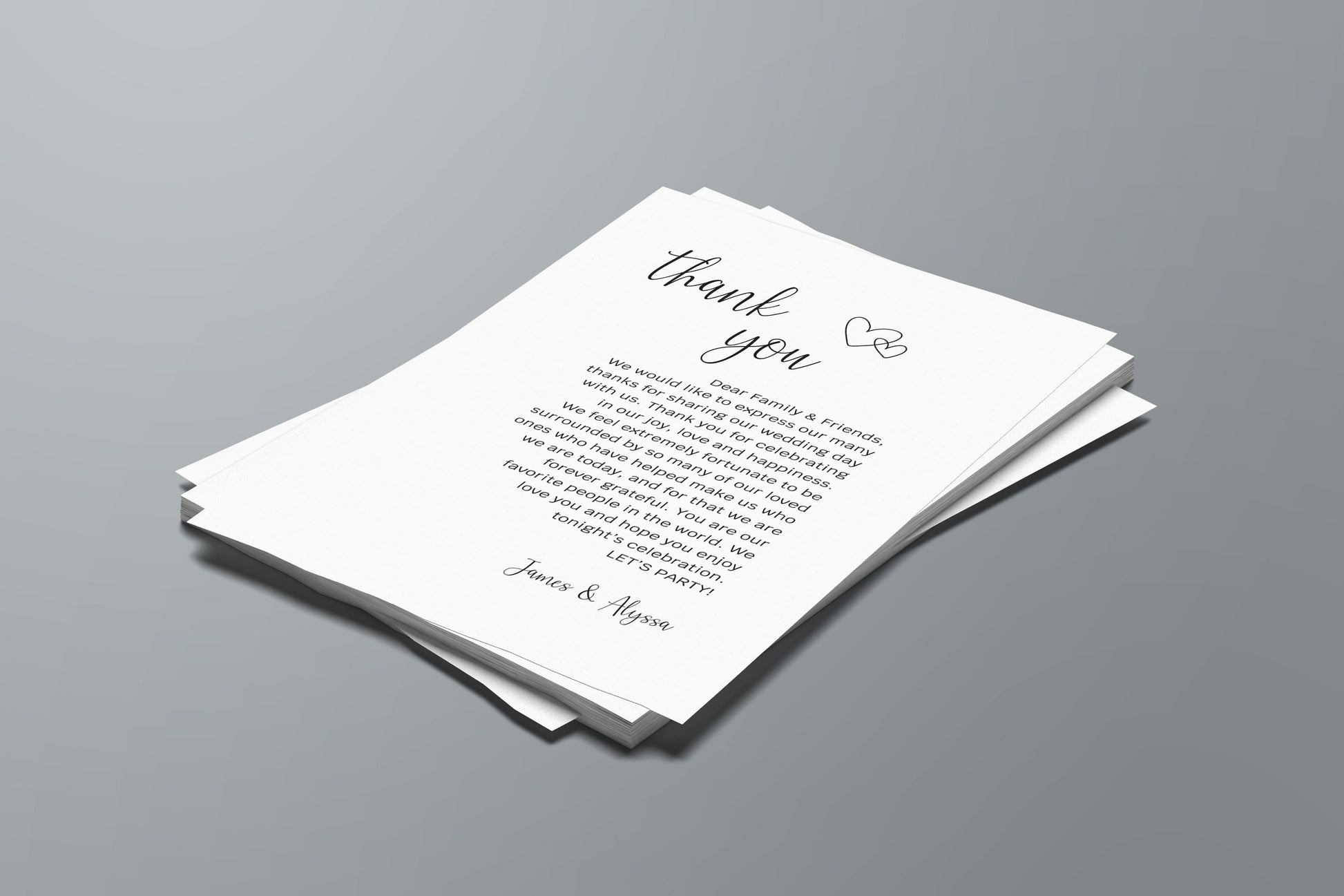 Wedding Plate Thank You Cards | Guest Place Cards | Grateful Love Note | Head Table | Wedding Reception Cards | Ceremony